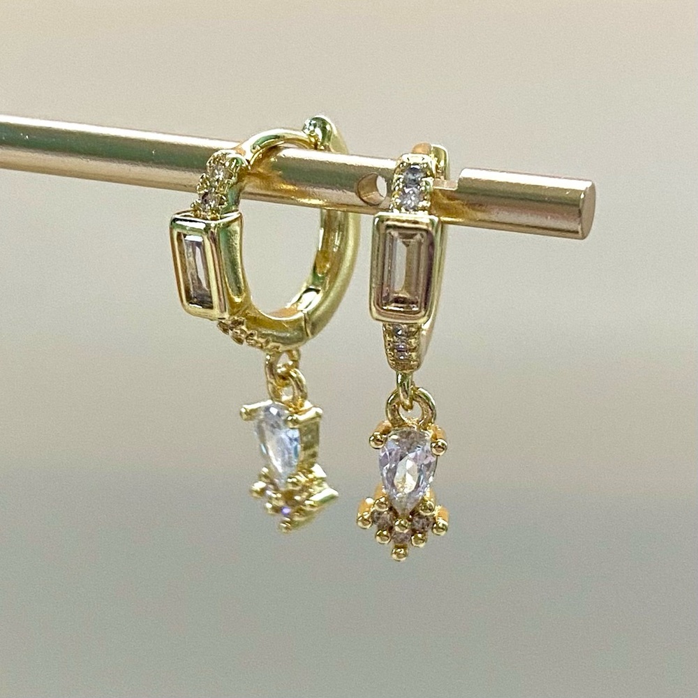Gold plated hoop earrings with cubic zirconia